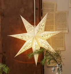 STAR TRADING Dekorationsbelysning|Julepynt > Blonderet papirstjerne, Ø 45 cm, hvid, uden belysning