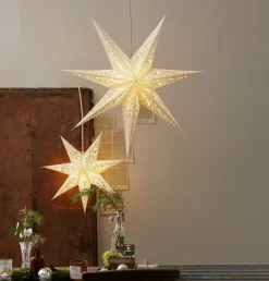 STAR TRADING Dekorationsbelysning|Julepynt > Blonderet papirstjerne, Ø 45 cm, hvid, uden belysning