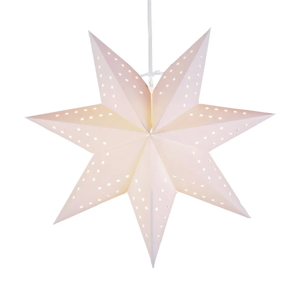 Dekorationsbelysning|Julepynt ^ STAR TRADING Bobo papirstjerne, 7-takket, hvid, Ø 34 cm