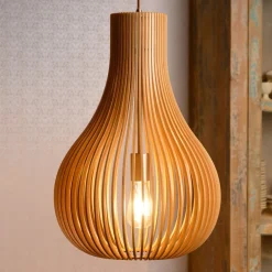 Pendellamper|Pendellamper ^ Lucide Bodo pendellampe, lyst træ