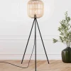 EGLO Gulvlamper|Gulvlamper > Bordesley gulvlampe, trefod, med træskærm