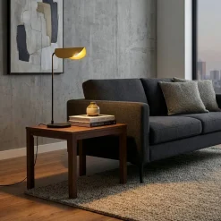 Opviq Arbejdsrum/Kontor|Bordlamper > Bordlampe Corner, sort/guld, højde 57 cm, E14
