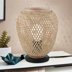 EGLO Bordlamper > Bordlampe Dembleby i træ, naturfarver