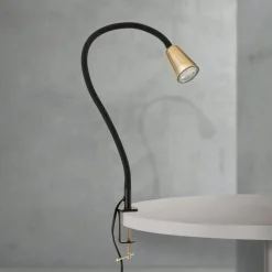 Arbejdsrum/Kontor ^ ORION Bordlampe Dotty, messingfarvet, højde 65 cm, klemme, GU10