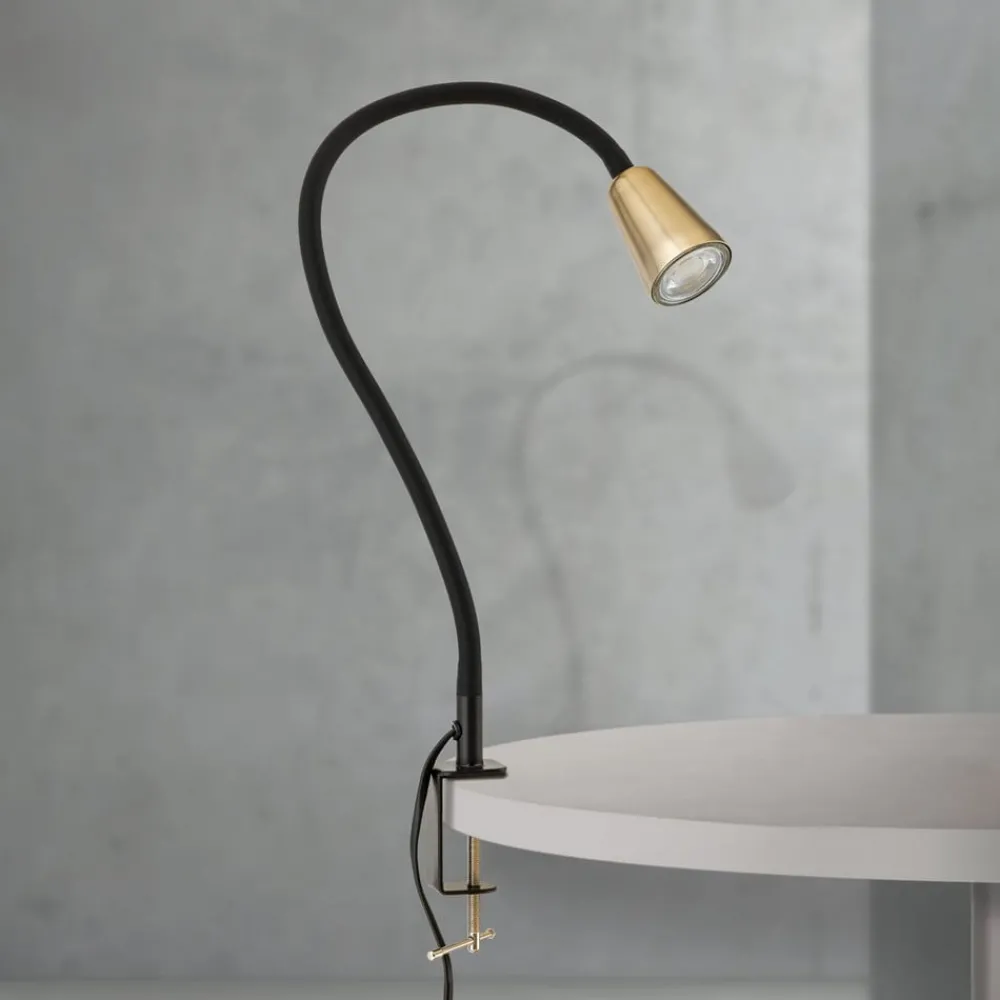 Arbejdsrum/Kontor ^ ORION Bordlampe Dotty, messingfarvet, højde 65 cm, klemme, GU10
