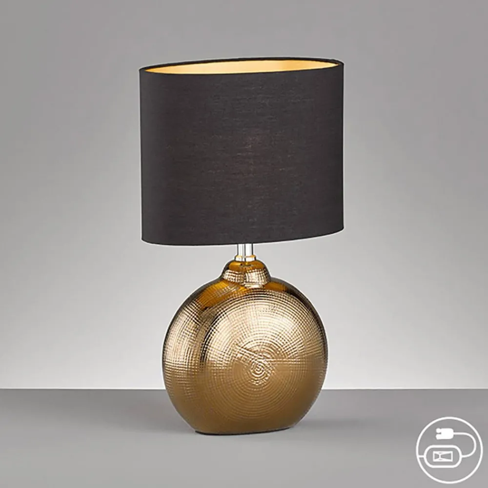 Bordlamper ^ FISCHER & HONSEL Bordlampe Foro, bronze/sort, højde 39 cm