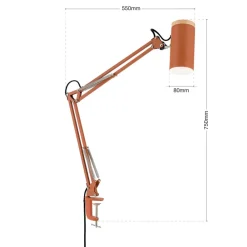 ORION Arbejdsrum/Kontor|Bordlamper > Bordlampe Gili, korallerød, klemme, stål, højde 75 cm E27