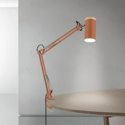 ORION Arbejdsrum/Kontor|Bordlamper > Bordlampe Gili, korallerød, klemme, stål, højde 75 cm E27