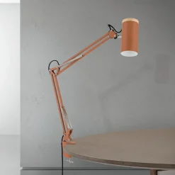 ORION Arbejdsrum/Kontor|Bordlamper > Bordlampe Gili, korallerød, klemme, stål, højde 75 cm E27