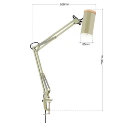 ORION Arbejdsrum/Kontor|Bordlamper > Bordlampe Gili, lysegrøn, klemme, stål, højde 75 cm, E27
