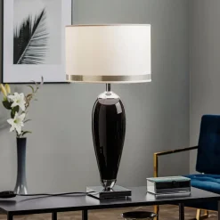 Argon Bordlamper > Bordlampe Lund, sort/hvid, højde 60 cm, tekstil