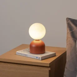 Bordlamper ^ TK Lighting Bordlampe Miki, terrakotta, højde 21 cm, metal/glas, G9