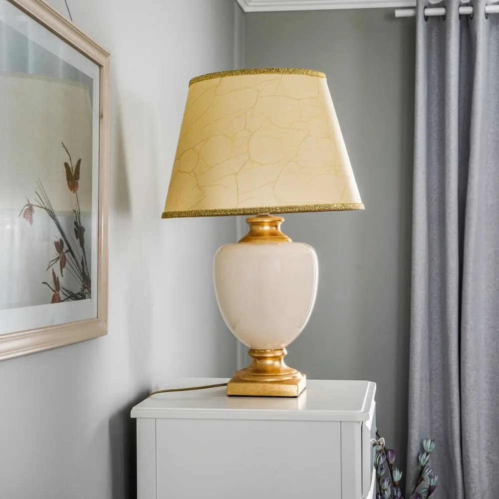 Bordlamper ^ ONLI Bordlampe Mozart i elfenben/guld