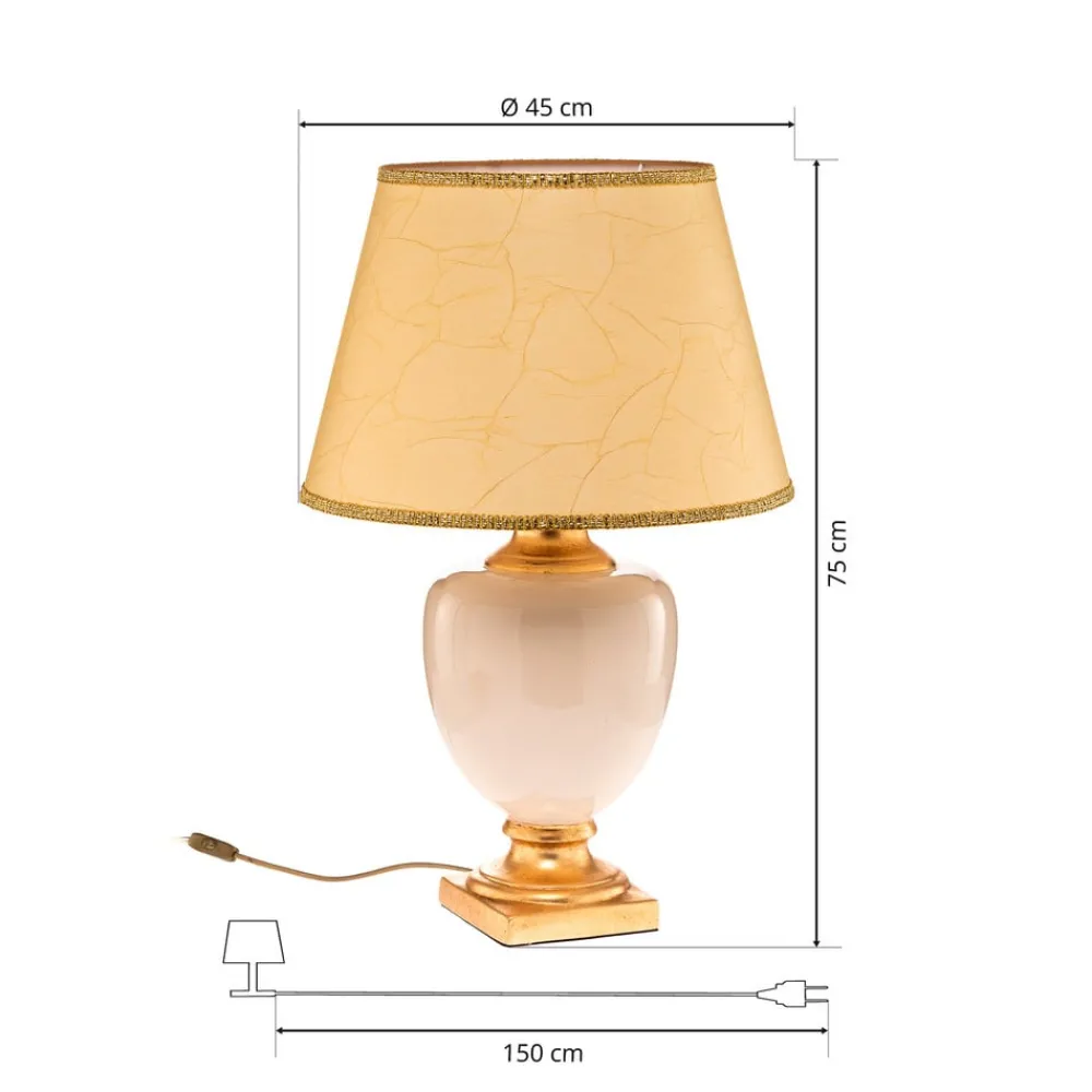 Bordlamper ^ ONLI Bordlampe Mozart i elfenben/guld