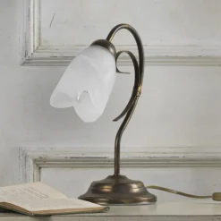 Bordlamper ^ ONLI Bordlampe Odino, 1 lyskilde, bronzefarvet, metal, glas
