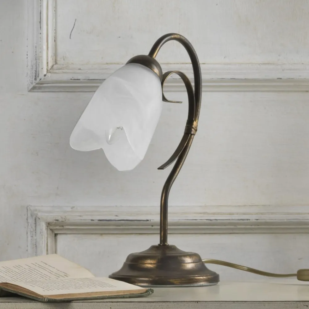 Bordlamper ^ ONLI Bordlampe Odino, 1 lyskilde, bronzefarvet, metal, glas