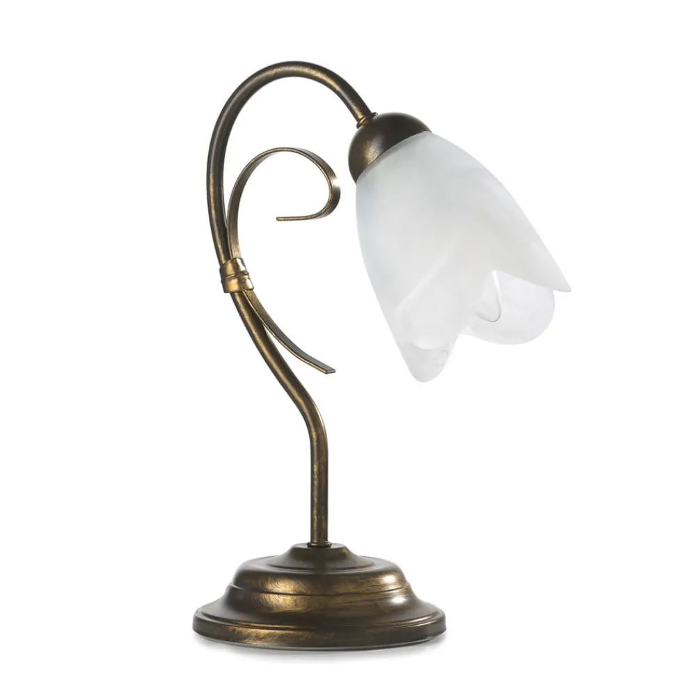 Bordlamper ^ ONLI Bordlampe Odino, 1 lyskilde, bronzefarvet, metal, glas
