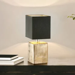 FISCHER & HONSEL Bordlamper > Bordlampe Ouro, sort/antik bronze, 35 cm, tekstil/keramik