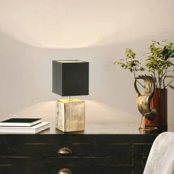 FISCHER & HONSEL Bordlamper > Bordlampe Ouro, sort/antik bronze, 35 cm, tekstil/keramik