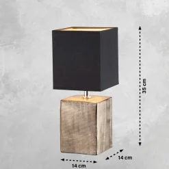 FISCHER & HONSEL Bordlamper > Bordlampe Ouro, sort/antik bronze, 35 cm, tekstil/keramik