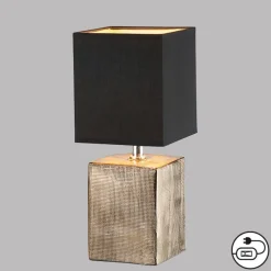 FISCHER & HONSEL Bordlamper > Bordlampe Ouro, sort/antik bronze, 35 cm, tekstil/keramik