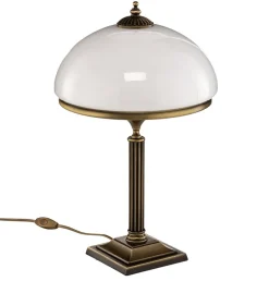 Jupiter Bordlamper > Bordlampe Petro, glas, antik messingfarve, højde 50 cm