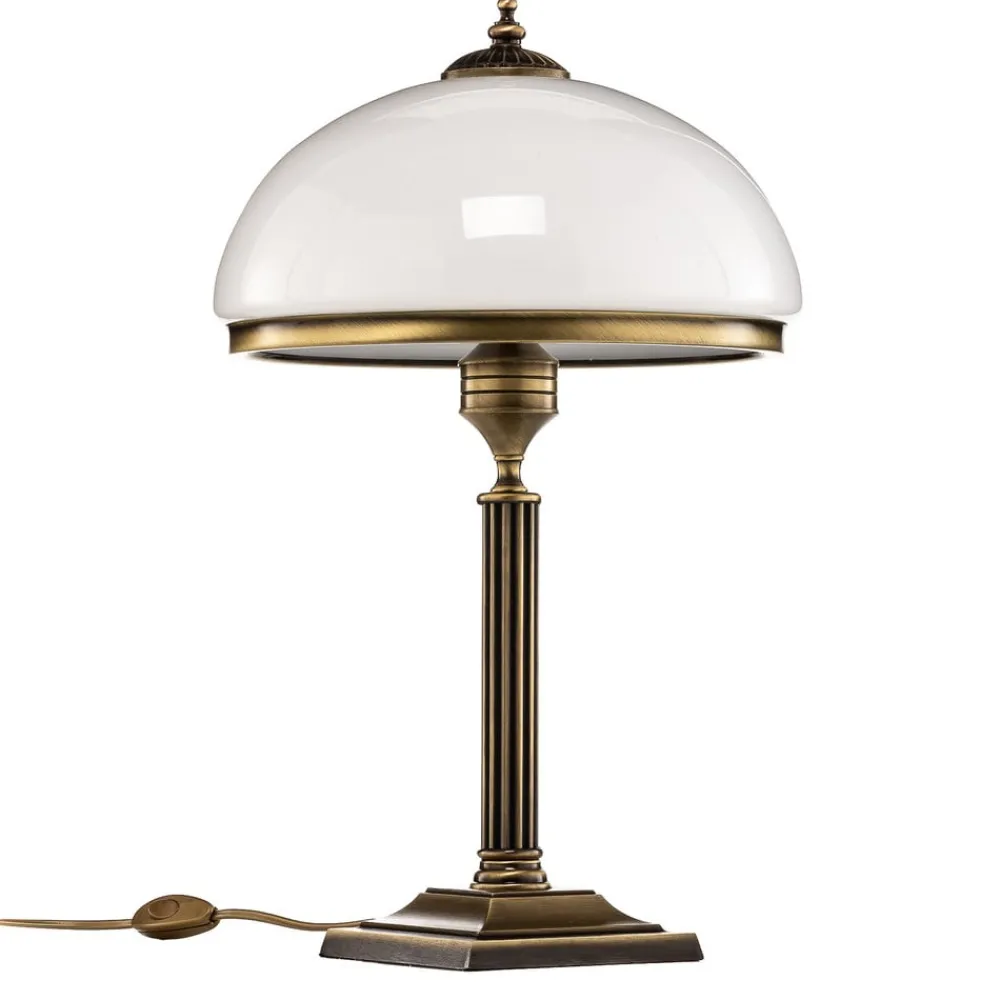 Jupiter Bordlamper > Bordlampe Petro, glas, antik messingfarve, højde 50 cm