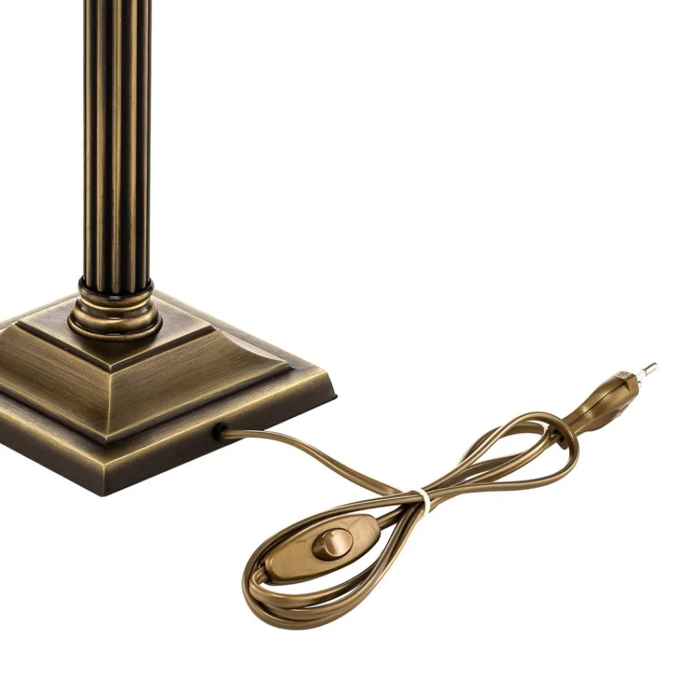 Jupiter Bordlamper > Bordlampe Petro, glas, antik messingfarve, højde 50 cm