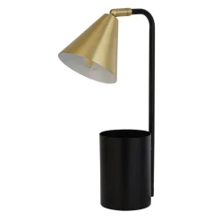 Arbejdsrum/Kontor ^ Searchlight Bordlampe Rivan, sort/guld, metal, 41 cm, E14