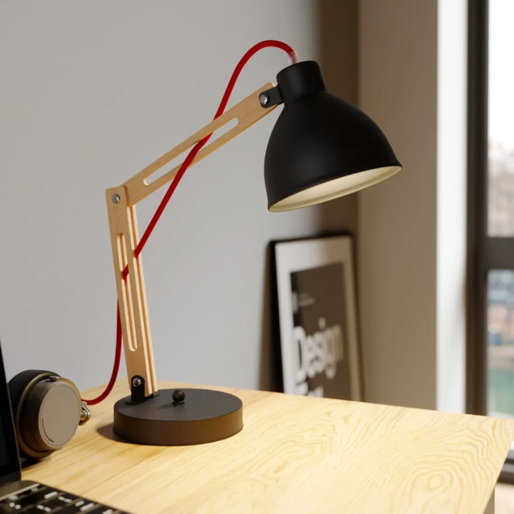Lamkur Arbejdsrum/Kontor|Bordlamper > Bordlampe Skansen, justerbar, sort