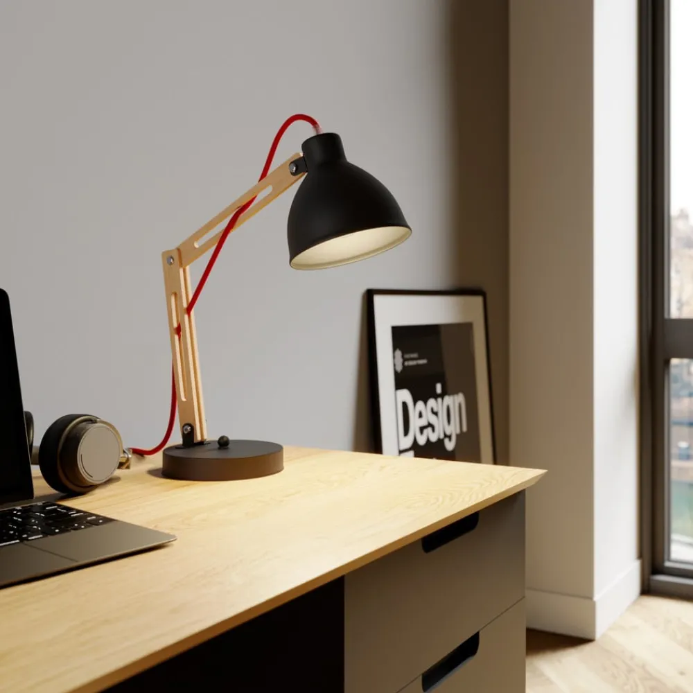 Lamkur Arbejdsrum/Kontor|Bordlamper > Bordlampe Skansen, justerbar, sort