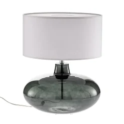 Argon Pendellamper|Bordlamper > Bordlampe Skien, skærm hvid, glasfod røggrå