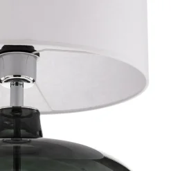 Argon Pendellamper|Bordlamper > Bordlampe Skien, skærm hvid, glasfod røggrå