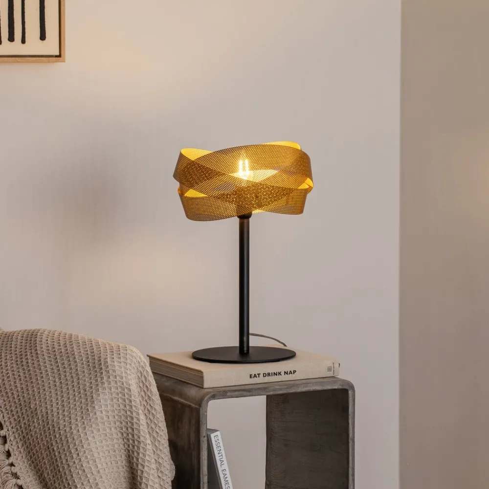 Domiluce Bordlamper > Bordlampe Tornado, sort/guld, metal, Ø 26 cm, E14