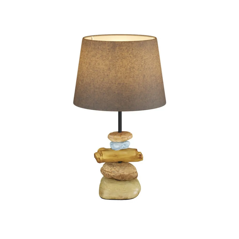 Bordlamper ^ ONLI Bordlampe Vera, stofskærm og sten-dekor, 38 cm