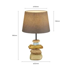 Bordlamper ^ ONLI Bordlampe Vera, stofskærm og sten-dekor, 38 cm