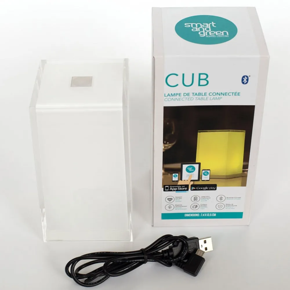 Smart&Green Dekorationsbelysning|Bordlamper > Bærbar bordlampe Cub, app-kontrollerbar, RGBW