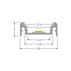Led Strips ^ BRUMBERG add-on profil højde 9 mm længde 1 m hvid