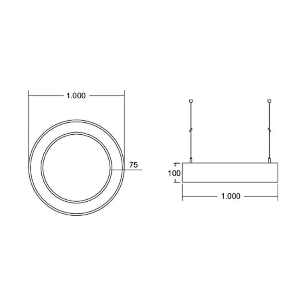 Arbejdsrum/Kontor ^ BRUMBERG Biro Circle Ring direkte tænd/sluk 100 cm sort 3000 K