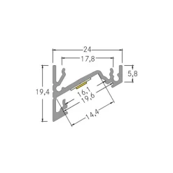 BRUMBERG Dekorationsbelysning|Led Strips > One LED overflademonteret hjørneprofil, aluminium, 1 meter