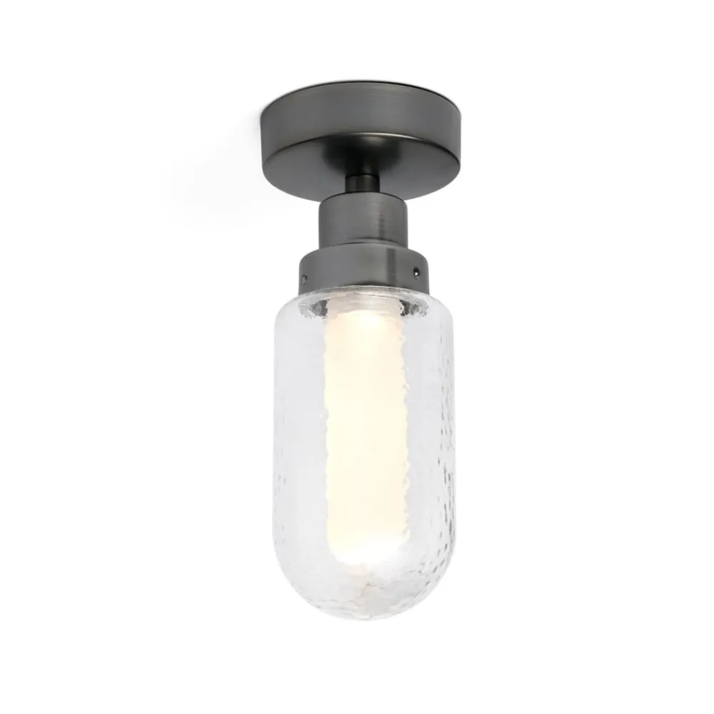 Loftlamper ^ FARO BARCELONA Brume LED loftlampe til bad, antracit, glas, Ø 8 cm