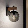 Væglamper ^ EGLO Bufalata udendørs væglampe, sort/træ/røggrå