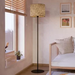 EGLO Gulvlamper > Butterburn gulvlampe, højde 162 cm, beige/grøn, metal/stof
