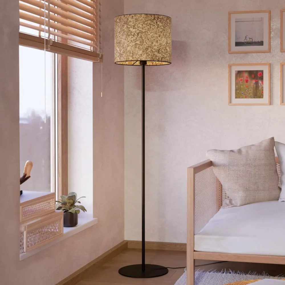 EGLO Gulvlamper > Butterburn gulvlampe, højde 162 cm, beige/grøn, metal/stof