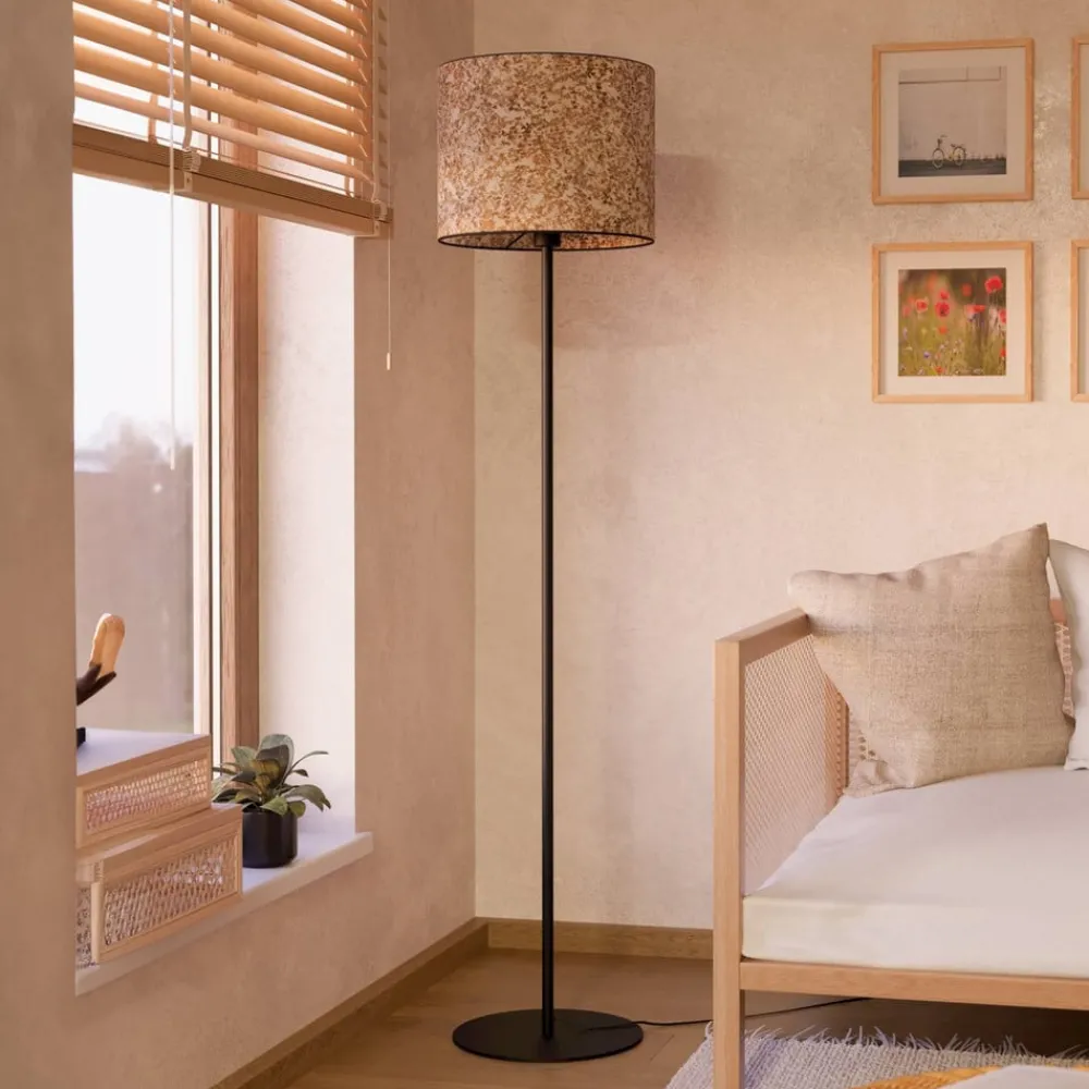 EGLO Gulvlamper > Butterburn gulvlampe, højde 162 cm, beige/grøn, metal/stof