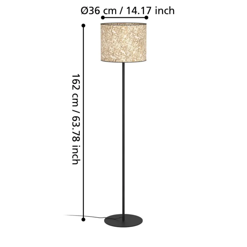 EGLO Gulvlamper > Butterburn gulvlampe, højde 162 cm, beige/grøn, metal/stof
