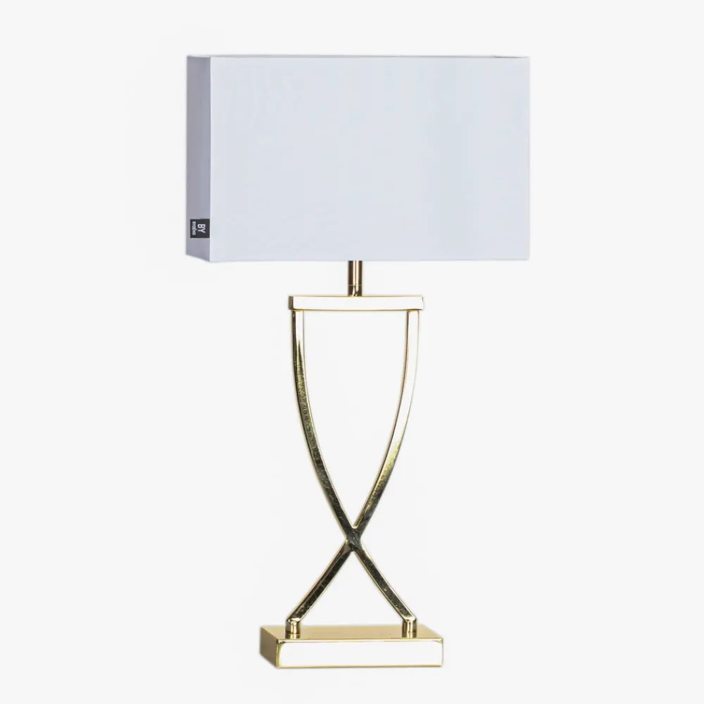 Bordlamper ^ By Rydéns Omega bordlampe messing/hvid højde 52cm