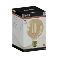 Calex Dæmpbar Led-Pære|Filament Pære > E27 G95 4,5 W LED-filament guld 821, dæmpes