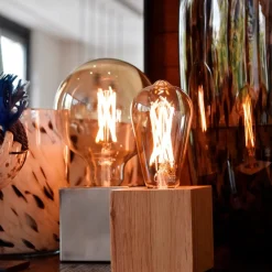 Dæmpbar Led-Pære|Filament Pære ^ Calex E27 G125 4,5 W LED-filament guld 821, dæmpes