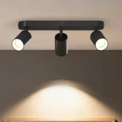 Calex Loftlamper|Loftlamper > GU10 loftspot, sort, længde 37 cm, 3 lyskilder, metal